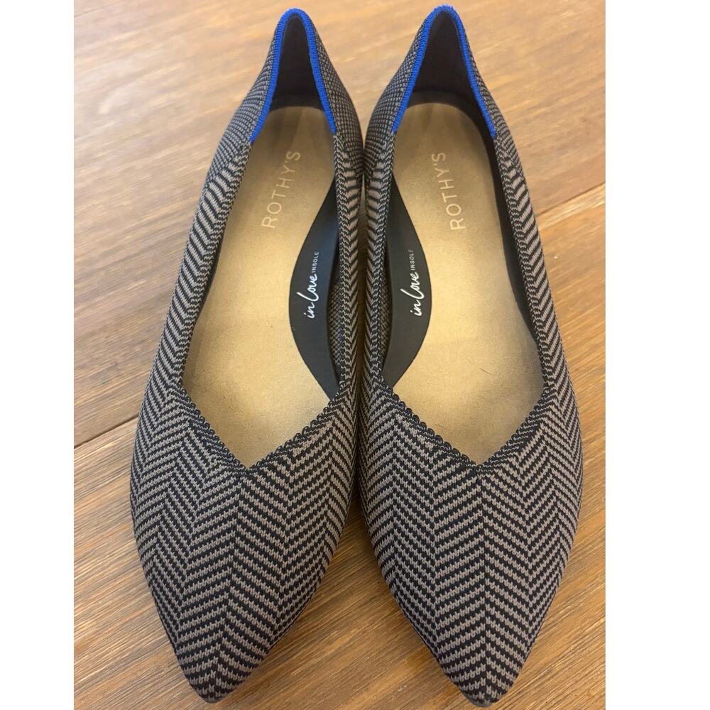 Rothy’s In Love Herringbone Pointed Toe Block Heel Pumps Women’s Size 9